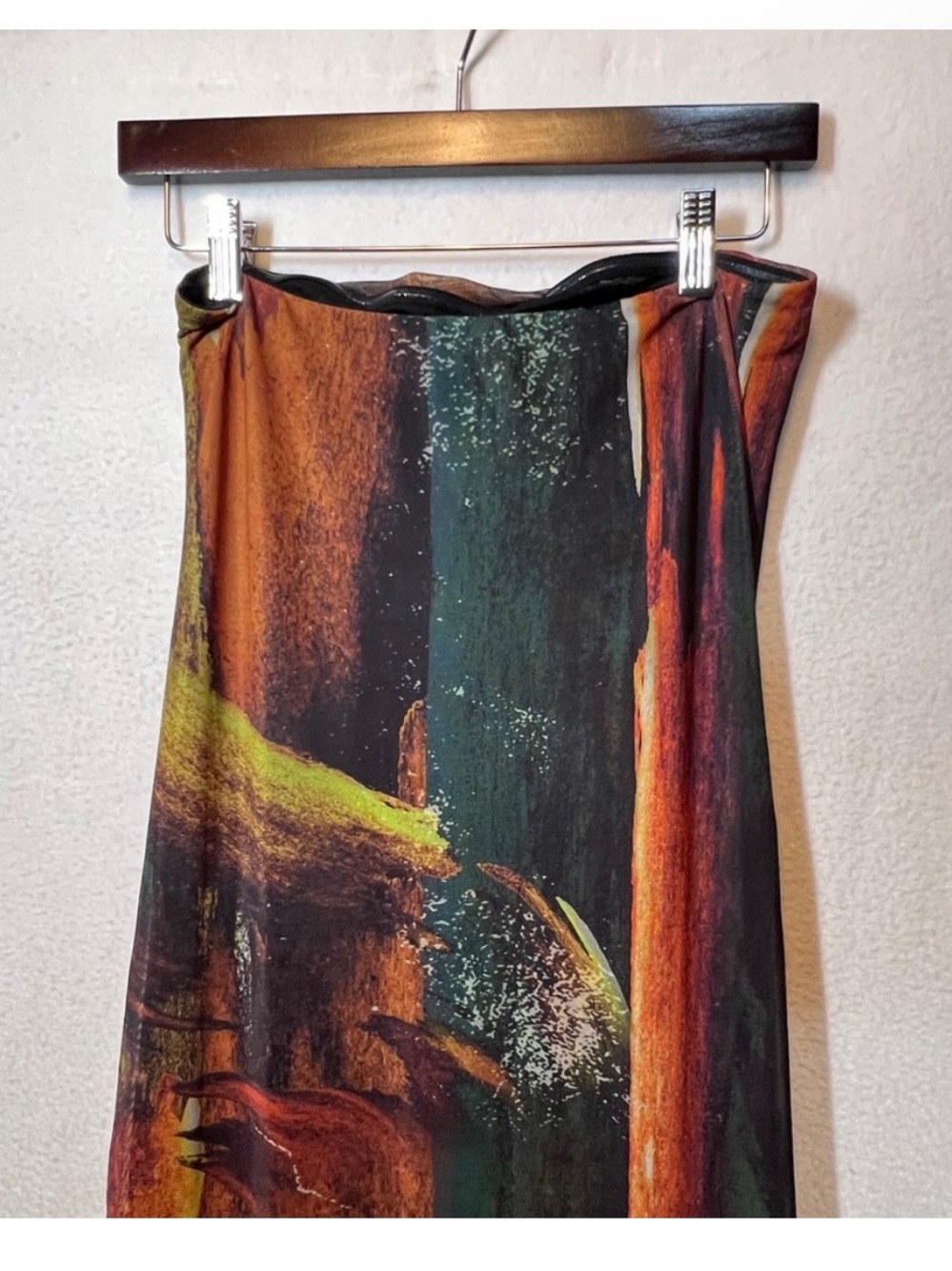 ZARA • Tulle Strapless Abstract-Print Midi Dress - Picture 7 of 12